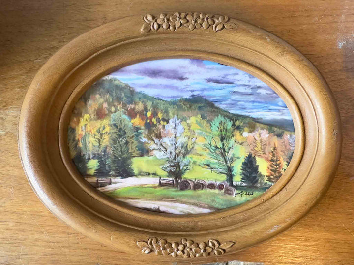 Giclee print of Gravel Switch, Kentucky in a vintage faux wood frame.